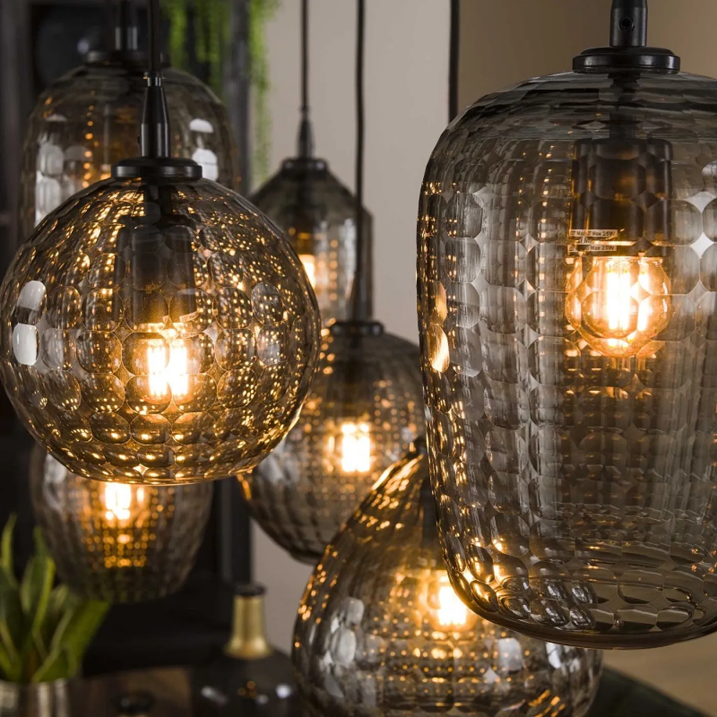 Hängelampe Diona | 7 Leuchten | Smoke grey glass