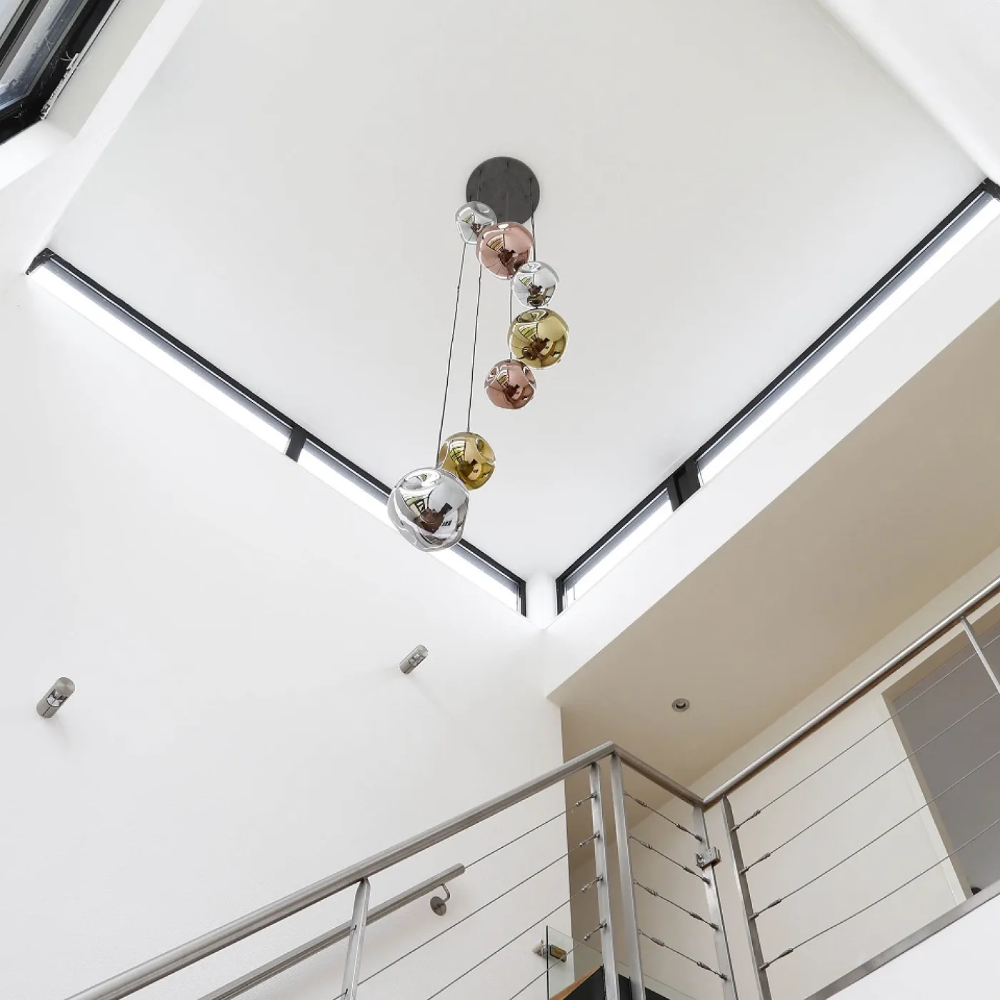 Hängelampe Jinjin | 7-flammig | gestuft | Gold, Chrom, Kupfer