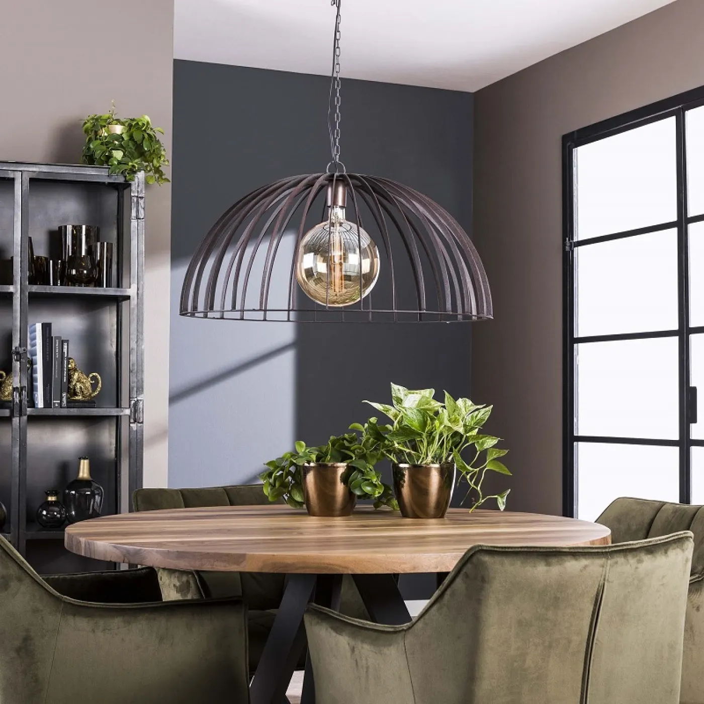 Hängelampe Kefi 1 Leuchte | Metall | schwarz / braun