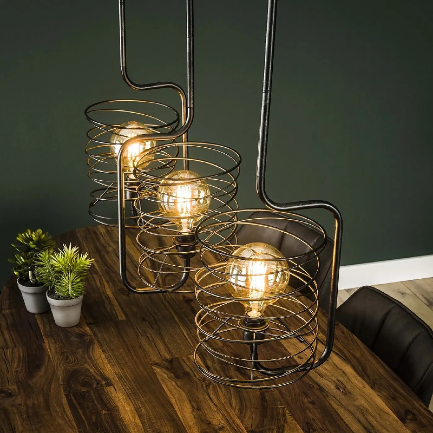 Hängelampe Kodal 3 Leuchten | Spiralzylinder | Charcoal grau