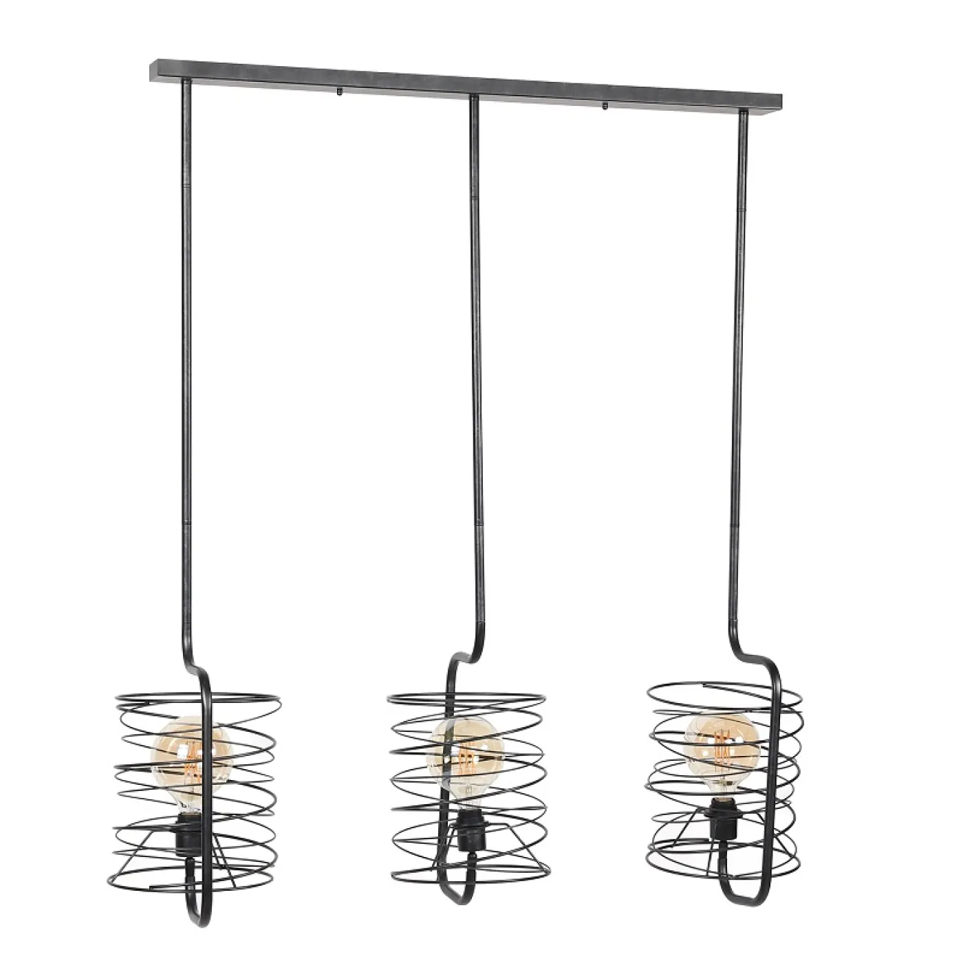 Hängelampe Kodal 3 Leuchten | Spiralzylinder | Charcoal grau