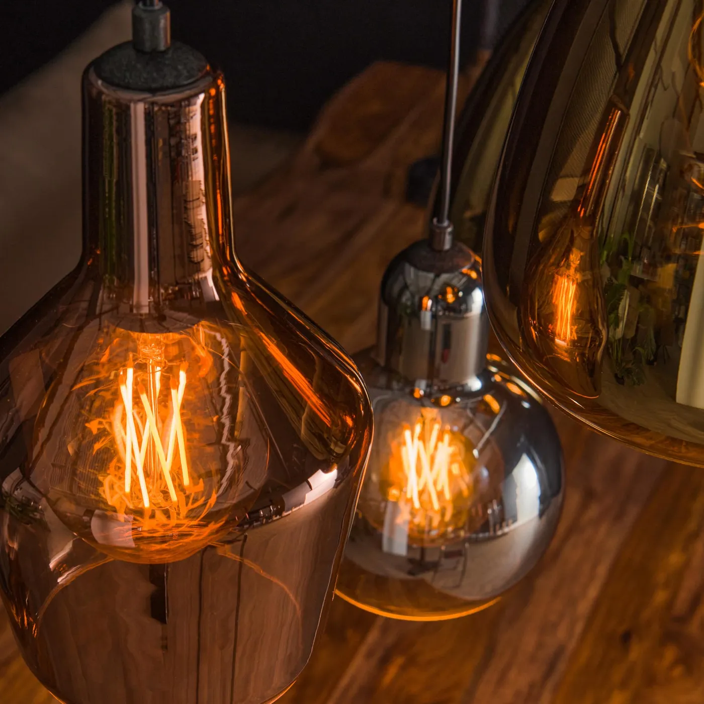 Hängelampe Komono | 6 Leuchten | Kupfer / Chrom / Goldfarben