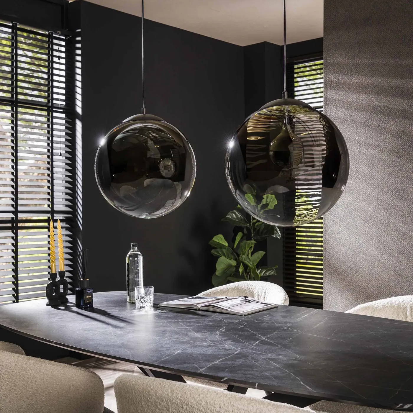 Hängelampe Magda 2 Leuchten | Glas | Artik schwarz