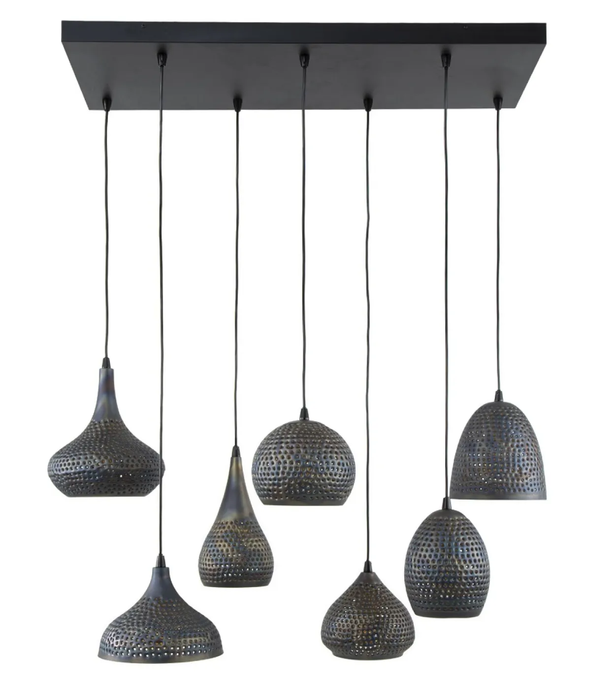 Hängelampe Mejuda 7 Leuchten | Metall | schwarz / braun