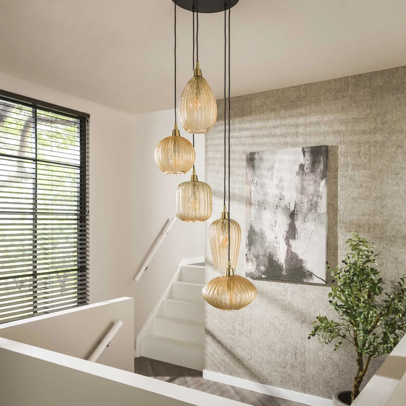 Hängelampe Noko | 5 Leuchten | Braunglas