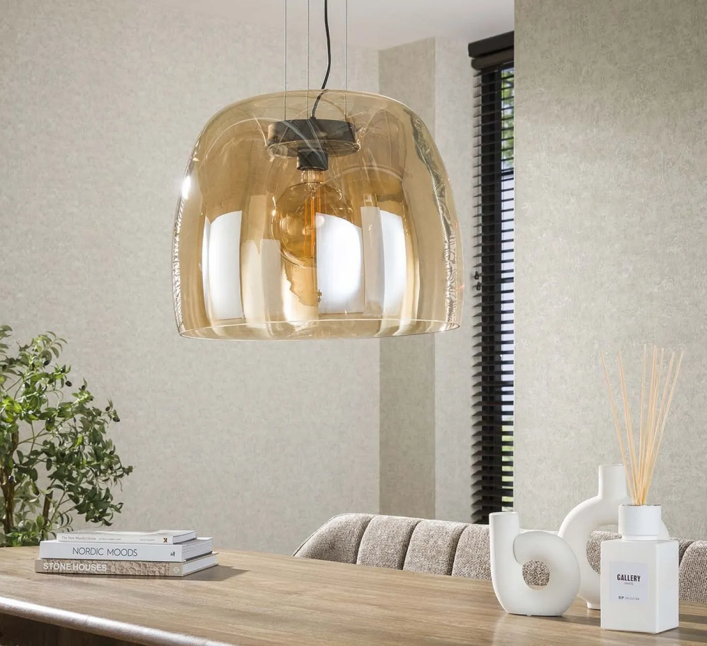 Hängelampe Pad | Glas & Metall | Amber