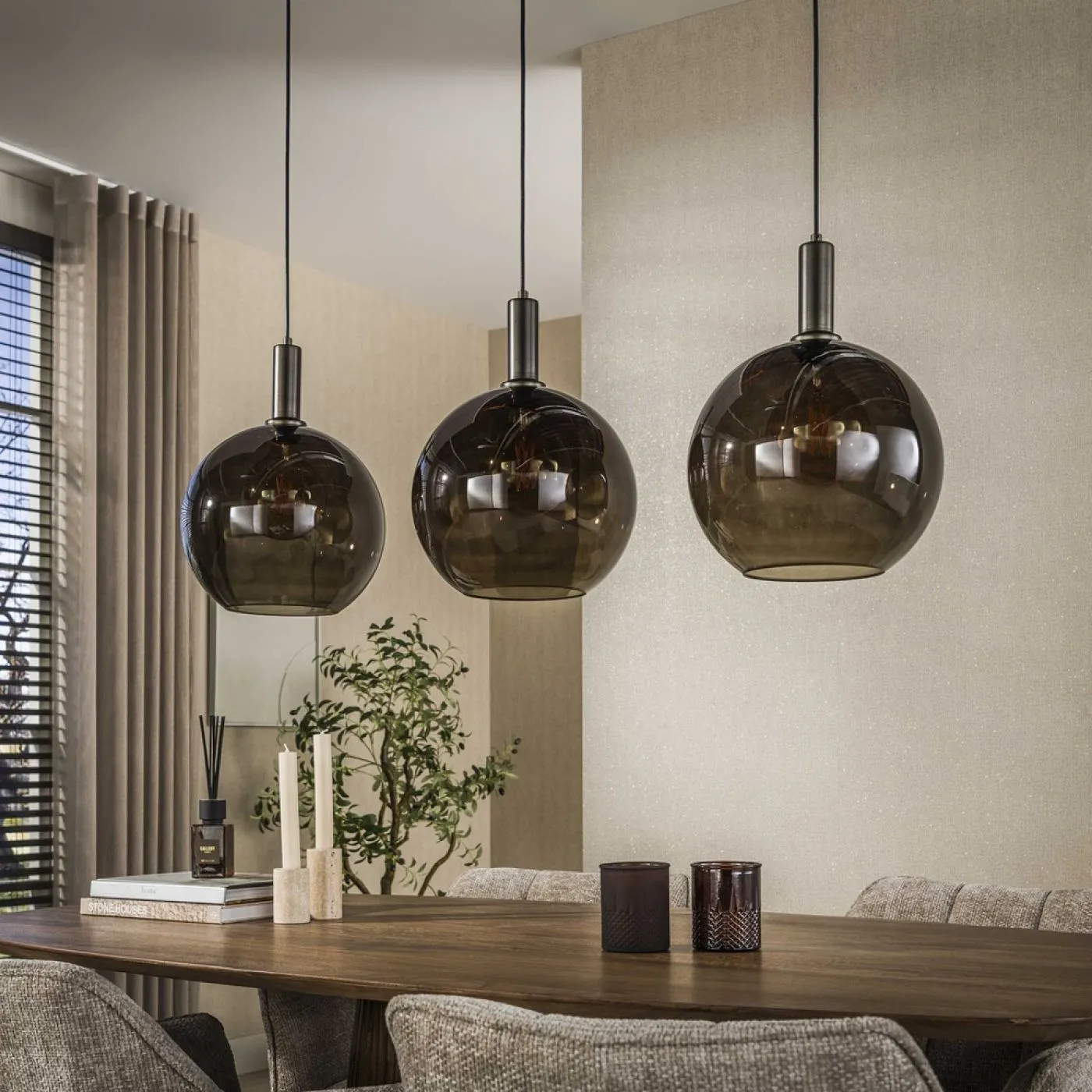 Hängelampe Rafina | 3 Leuchten | Glas | Sienna braun