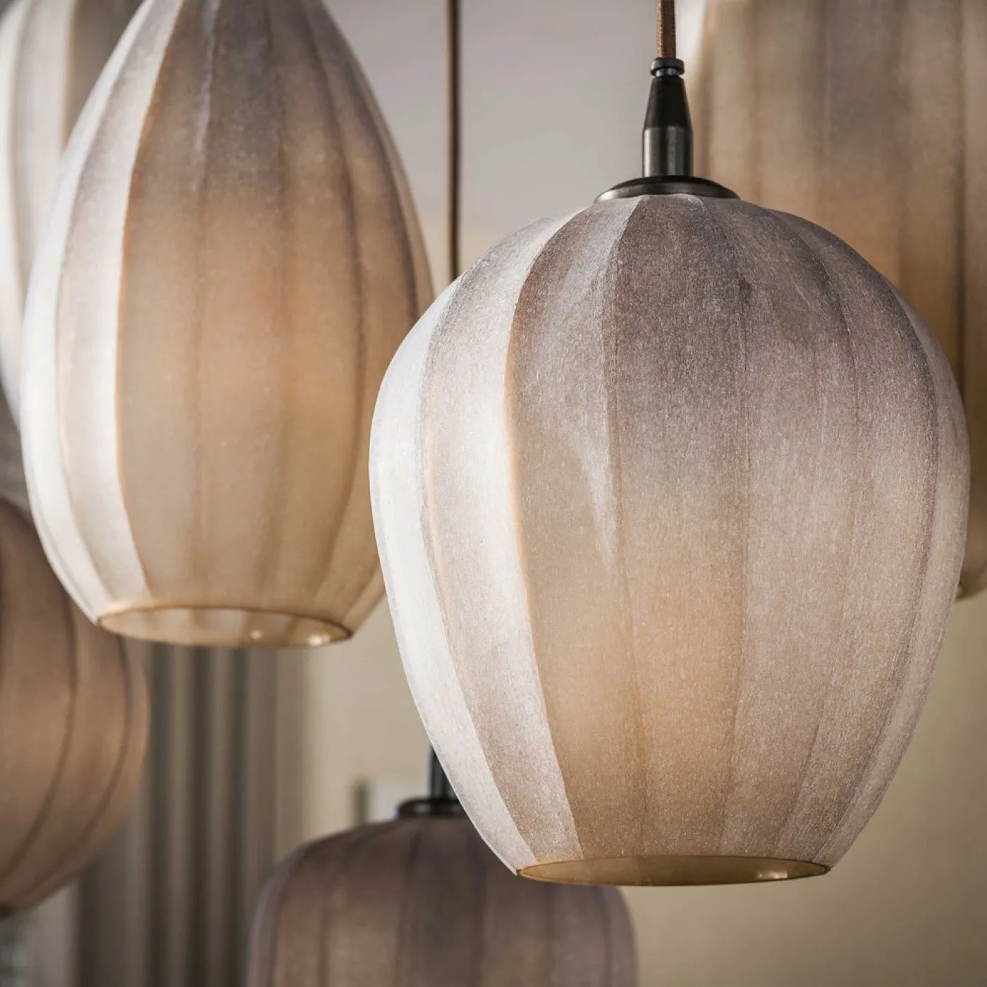 Hängelampe Rondo | 7 Leuchten | Sienna braun-frosted