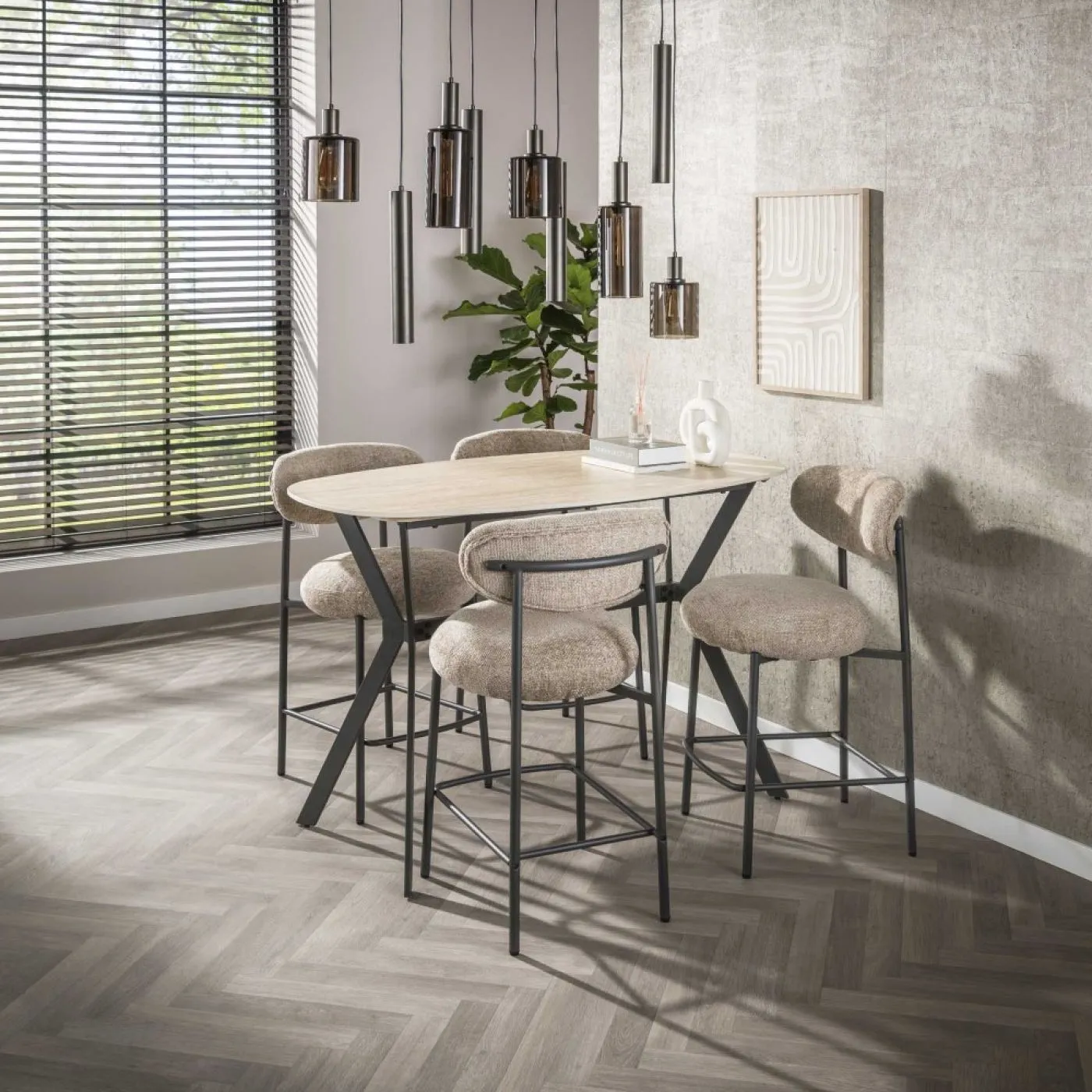 Hängelampe Sierra | 5 + 4 Fassungen | Glas / Metall | Sienna braun