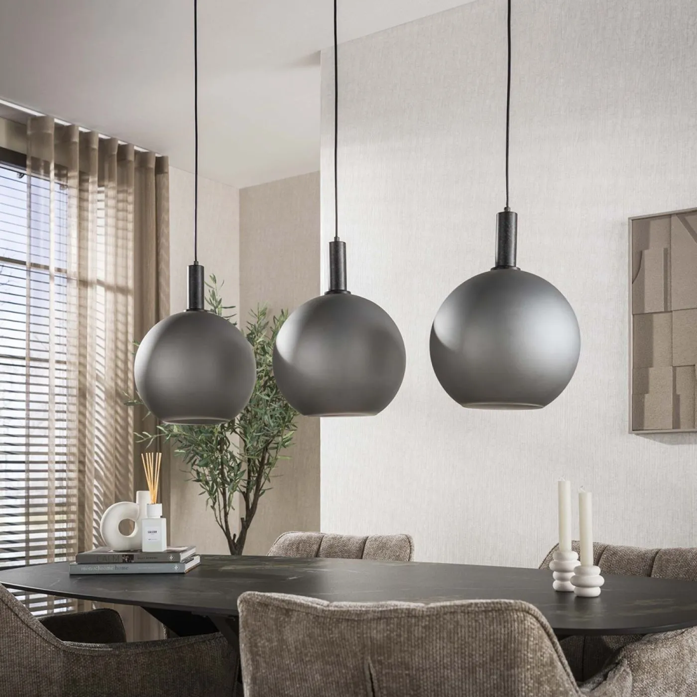 Hängelampe Valenti | 3 Leuchten | Glas | frosted grau