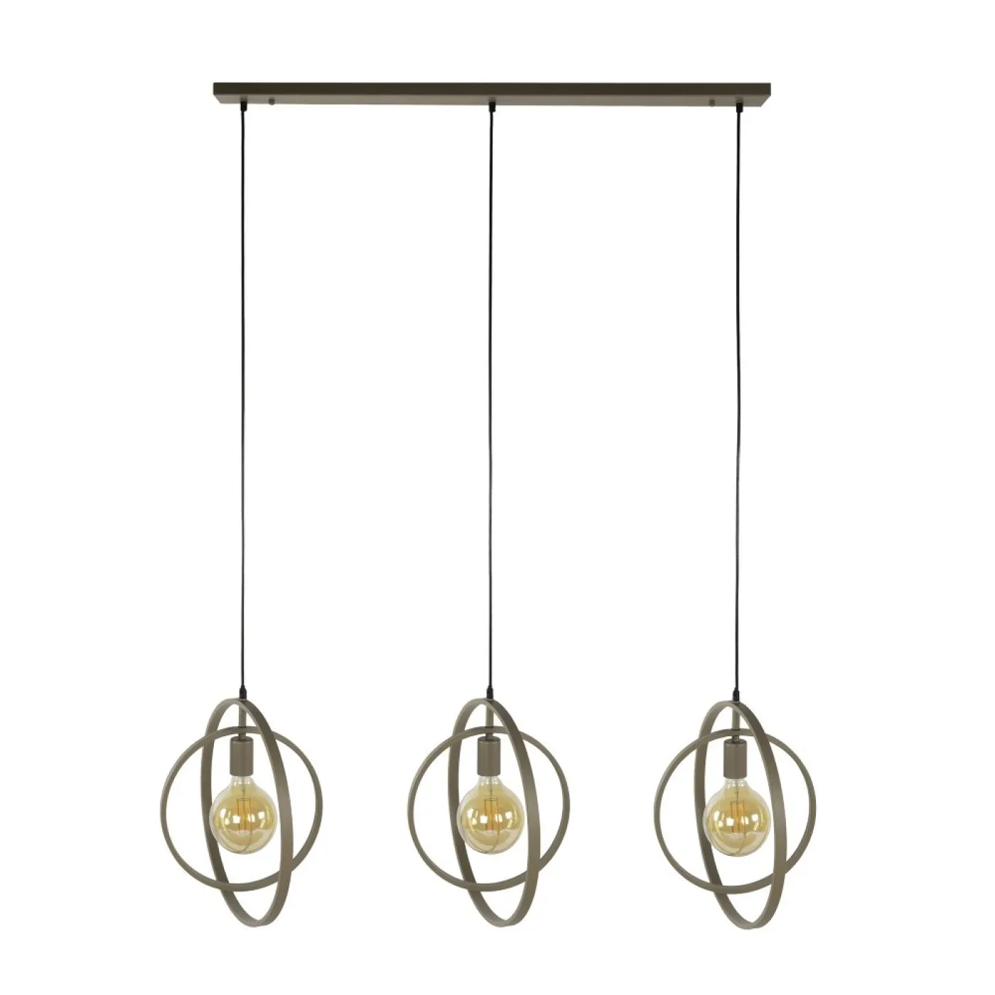 Hängelampe Vejin 3 Leuchten | Metallringe | Beige