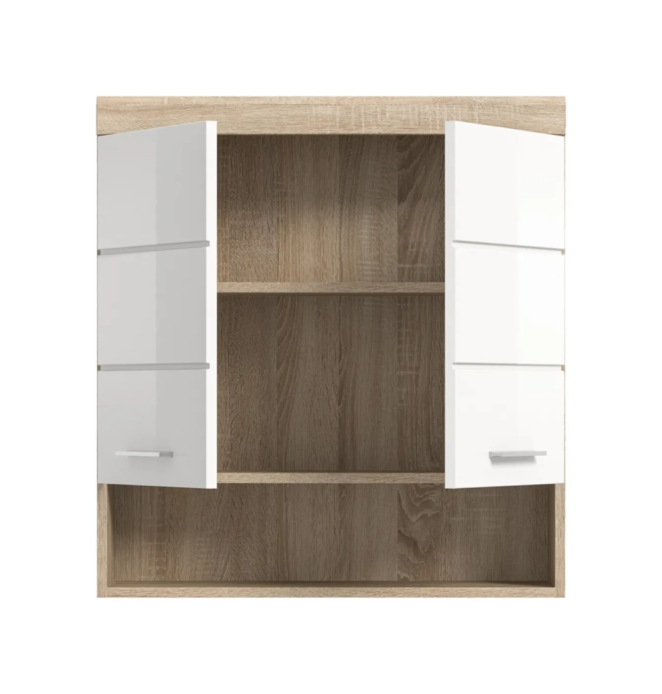 Hängeschrank 2 Lambada | weiß Hochglanz / Sonoma Eiche