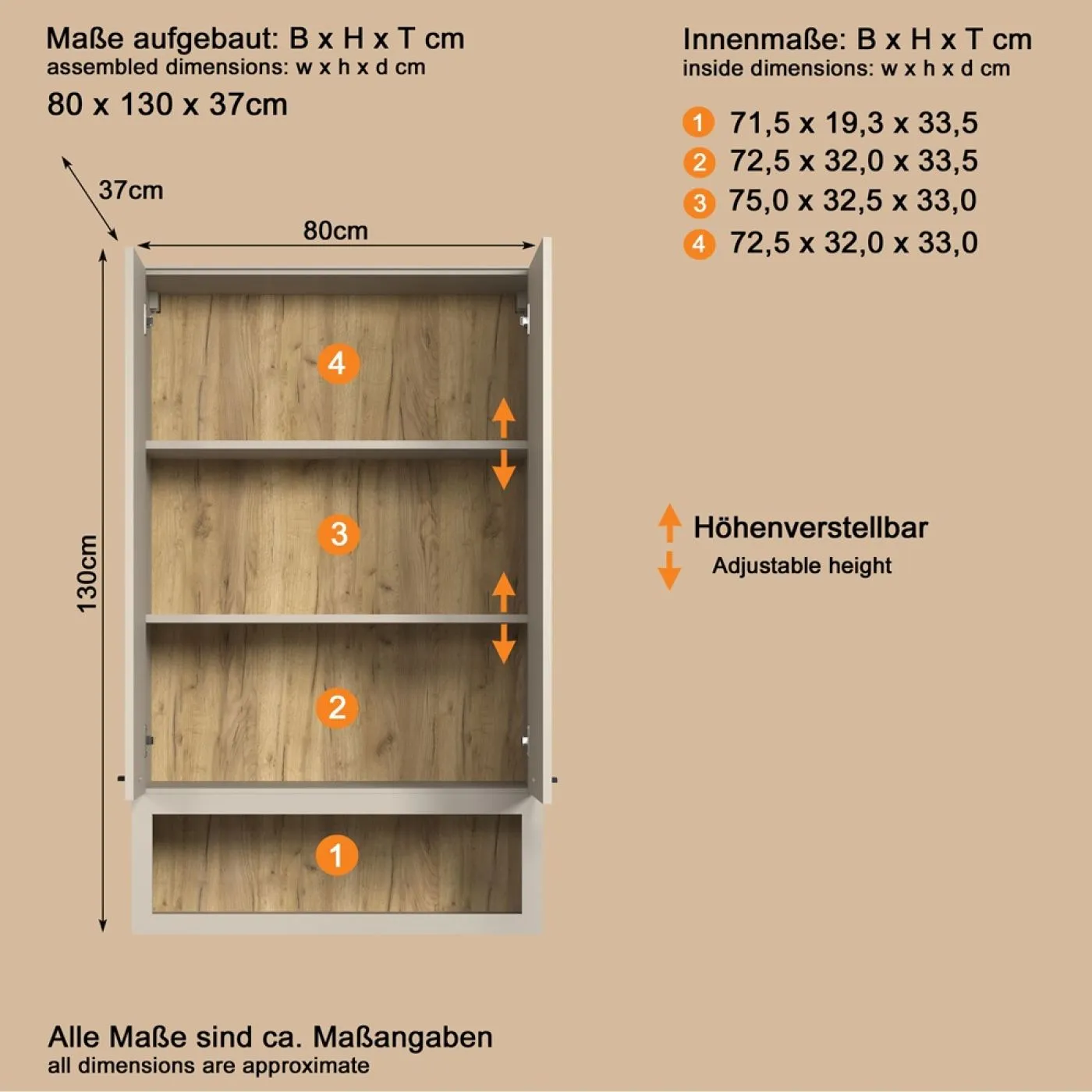Hängeschrank Bellugi, Cashmere Dekor – Ansicht 5