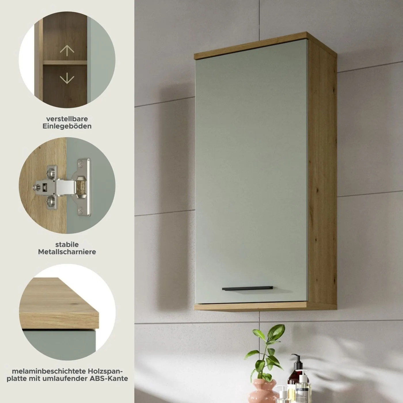 Hängeschrank Blake | Salbei / Artisan Eiche