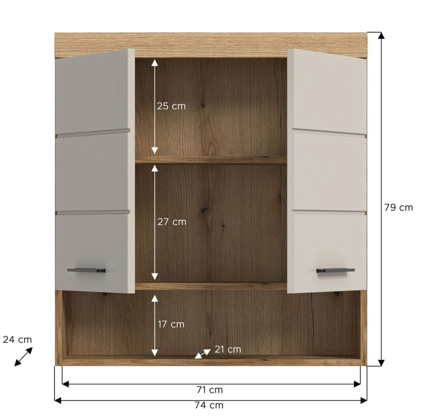 Hängeschrank breit Scout | Kaschmir / Evoak Oak