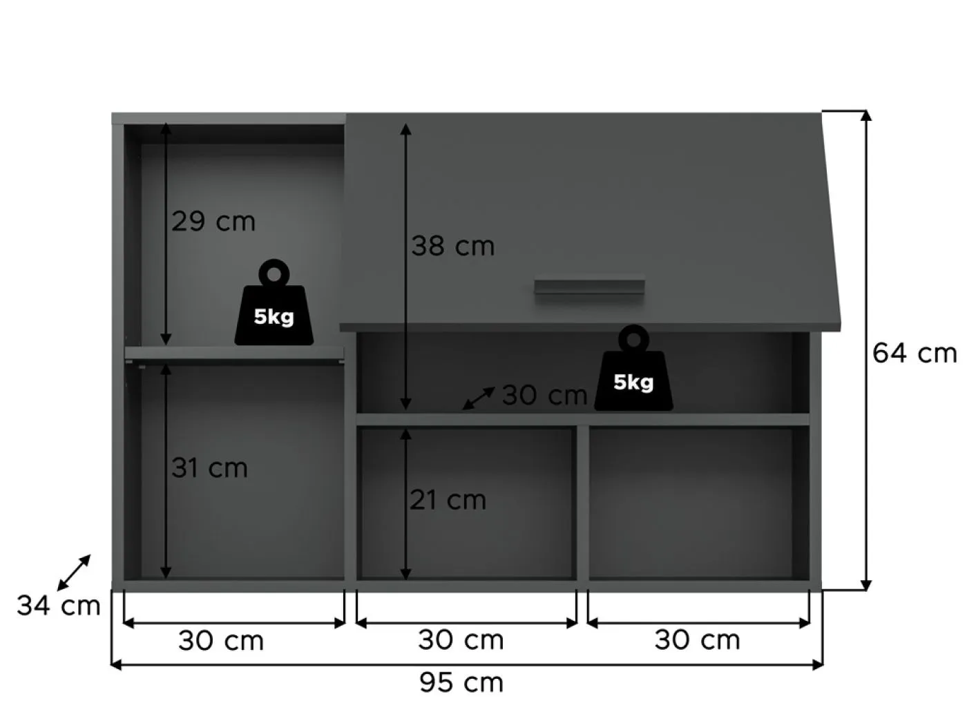 Hängeschrank Free | anthrazit