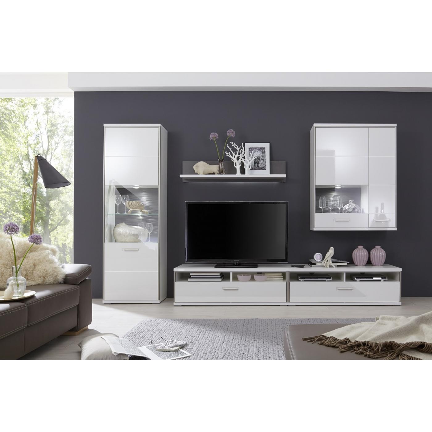 Hängeschrank Hängekommode Trento | weiß Hochglanz | LED Beleuchtung