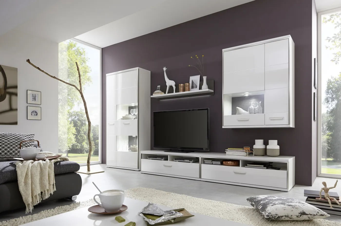 Hängeschrank Hängekommode Trento | weiß Hochglanz | ohne Beleuchtung