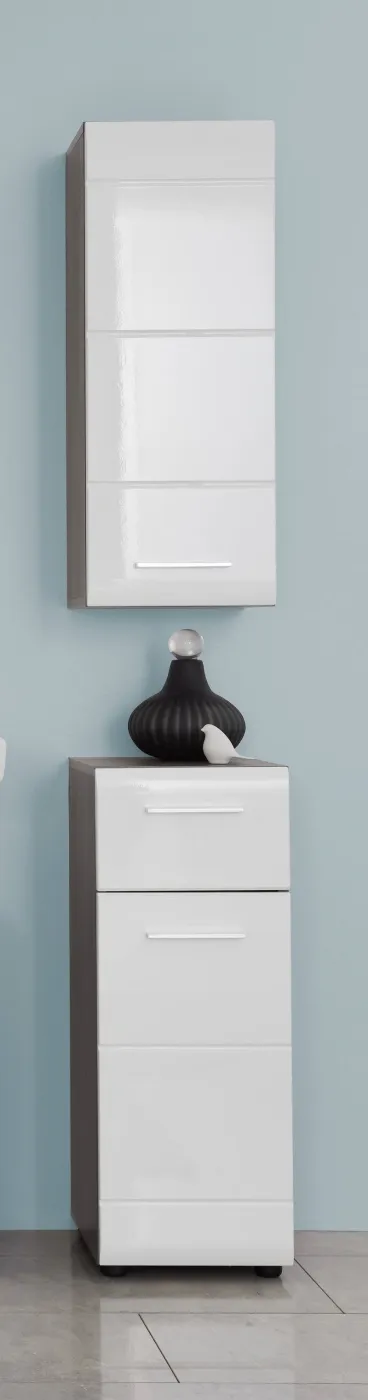 Hängeschrank Line | weiß Hochglanz / Sardegna Rauchsilber