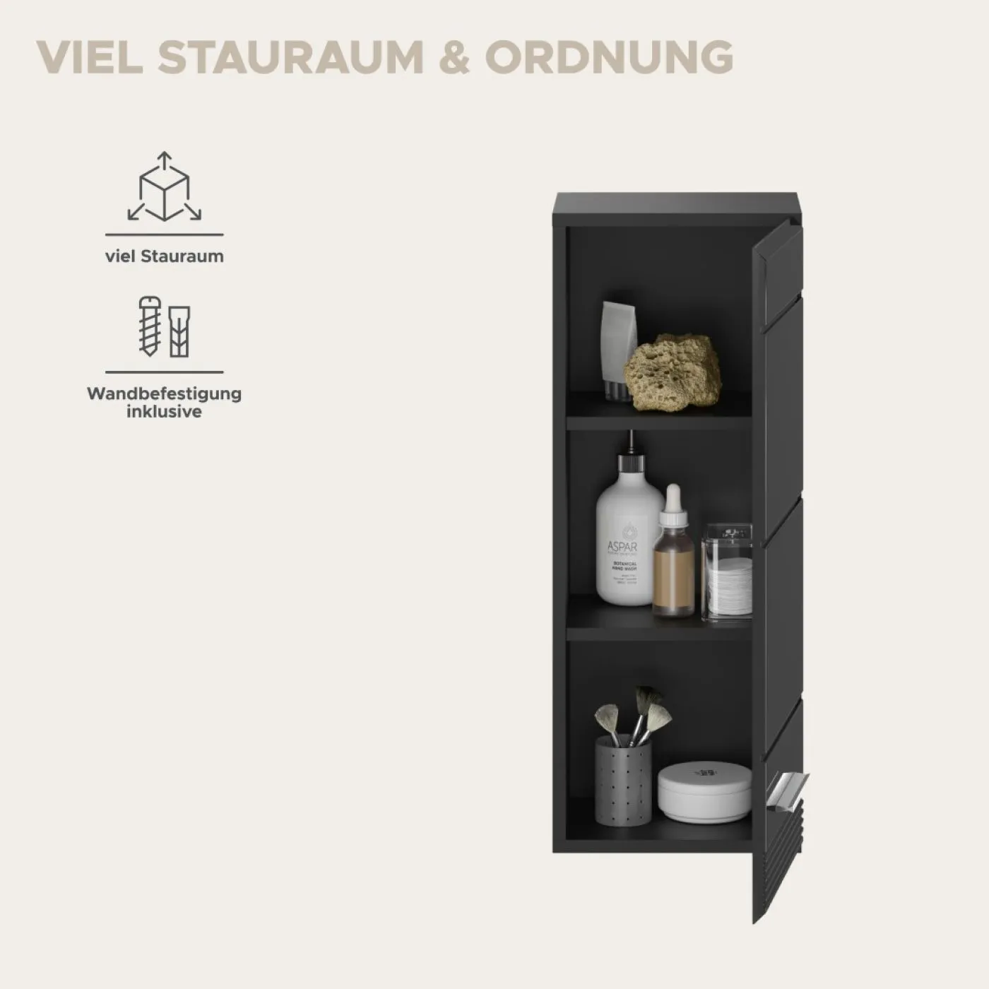 Hängeschrank Linus | schwarz Hochglanz