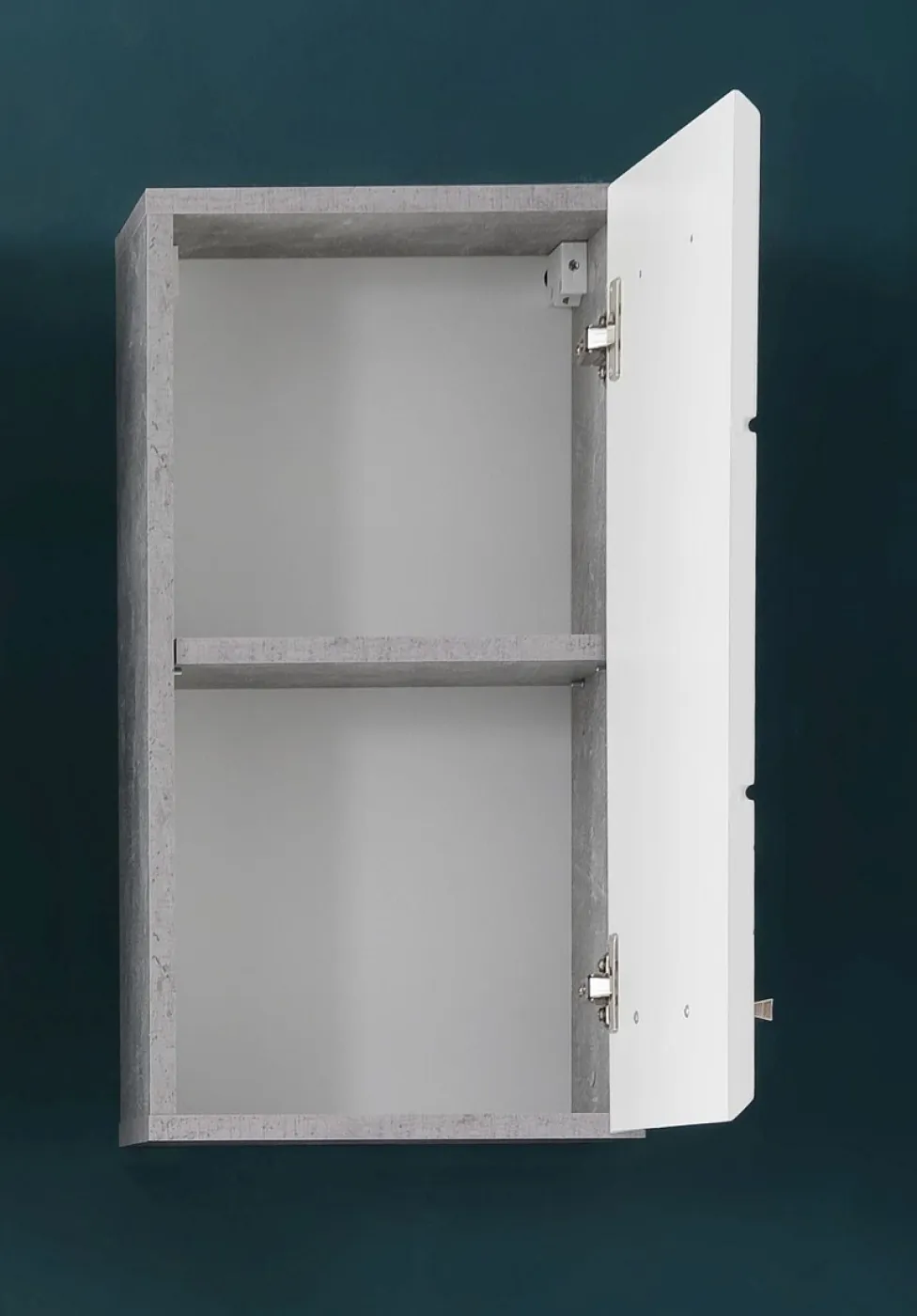 Hängeschrank Nano | weiß Hochglanz / Beton Stone