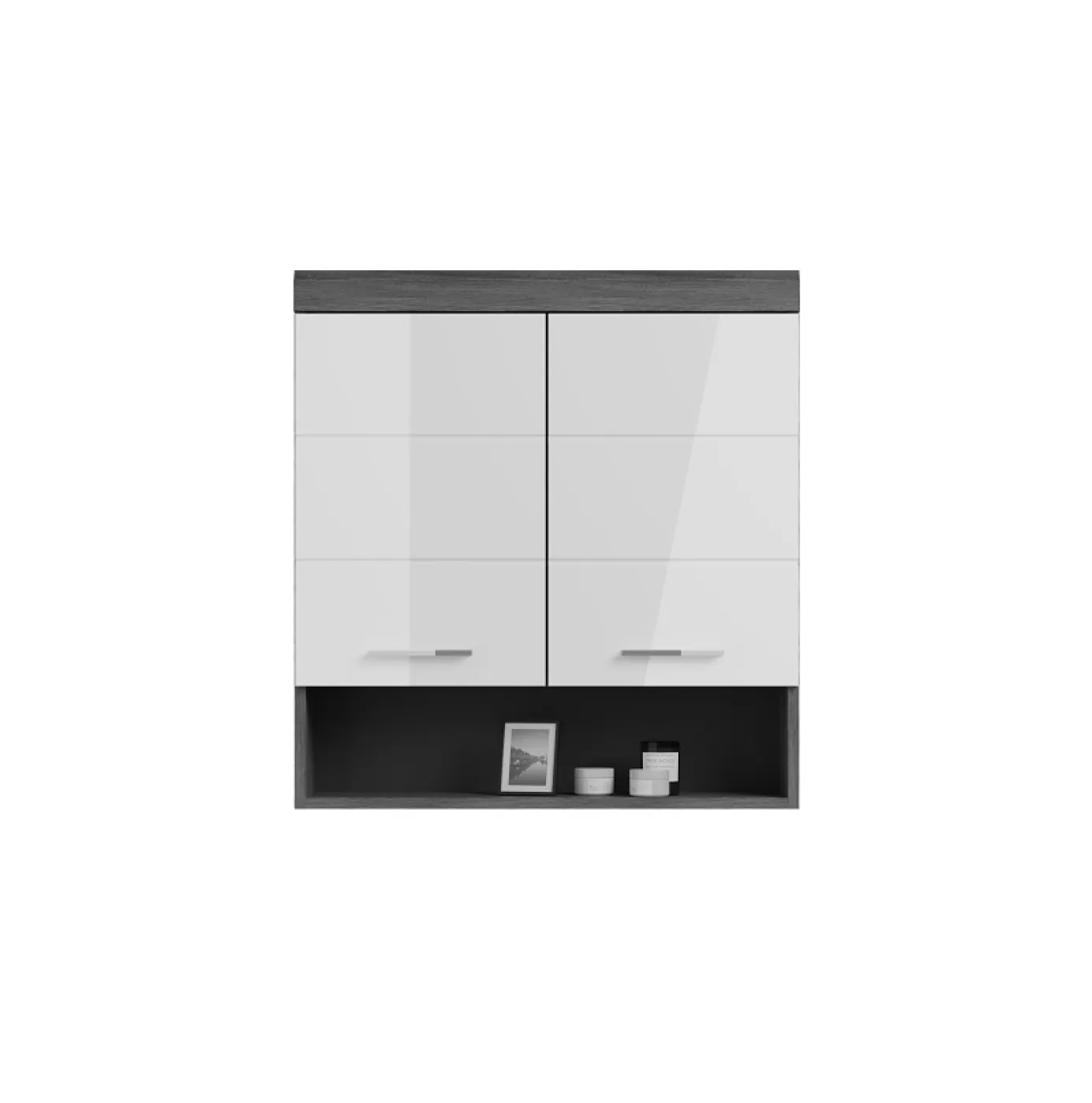 Hängeschrank Scout | weiß Hochglanz / rauchsilber