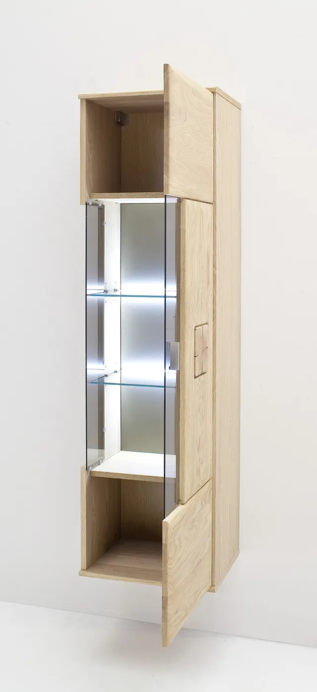 Hängevitrine Bologna | Eiche Bianco | mit LED Rückwandbeleuchtung