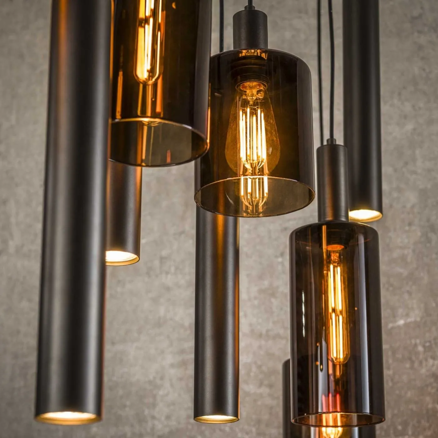 Hengelampe Vika | 9 Leuchten | Glas / Metall | Sienna Braun