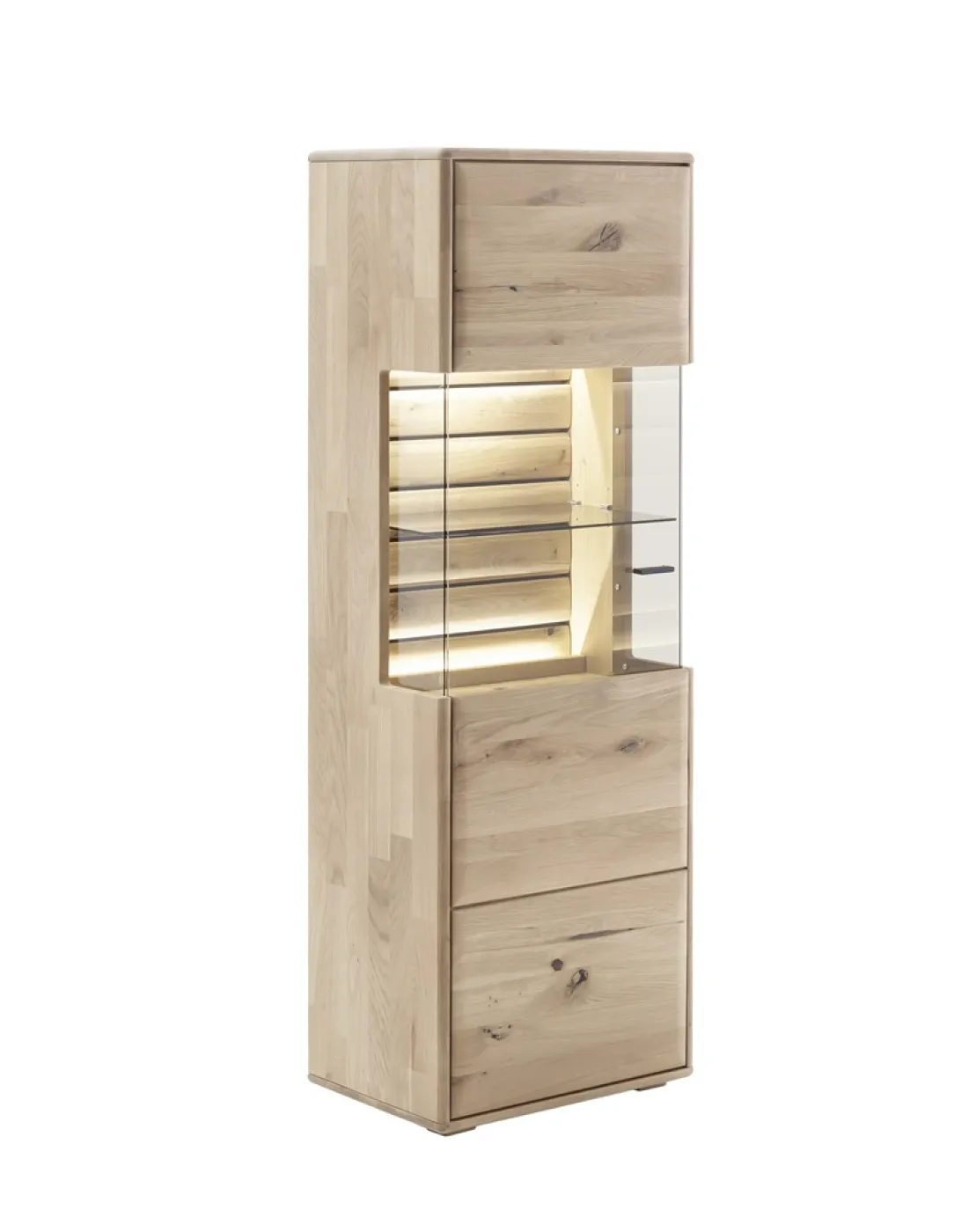 Highboard 2 Girona | Ast / Balkeneiche | mit Beleuchtung Komplettset