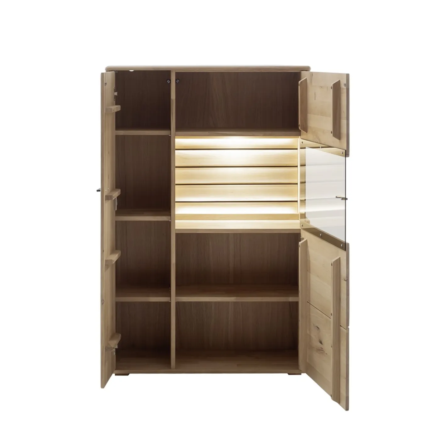 Highboard 3 Girona | Ast / Balkeneiche | mit Beleuchtung Komplettset