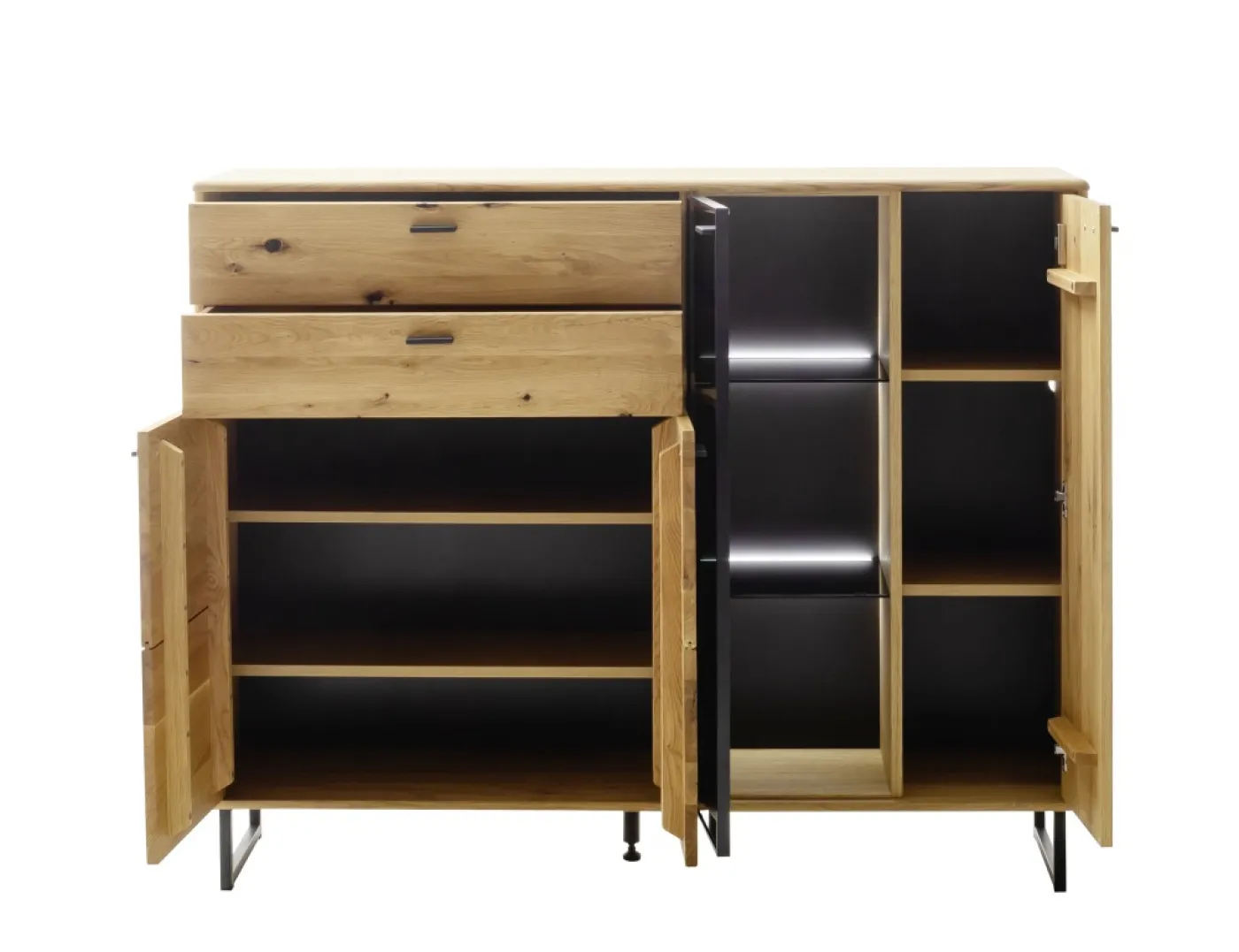 Highboard Arezzo | Wildeiche / anthrazit | ohne Beleuchtung