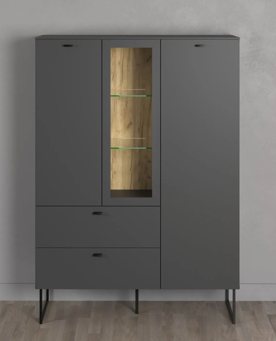 Highboard Bellugi, Anthrazit Dekor – Ansicht 2