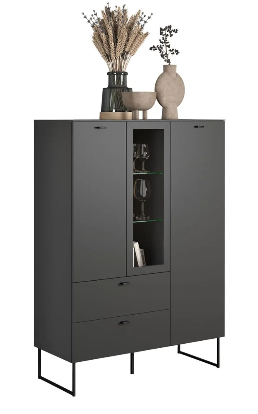 Highboard Bellugi, Anthrazit Dekor – Ansicht 3