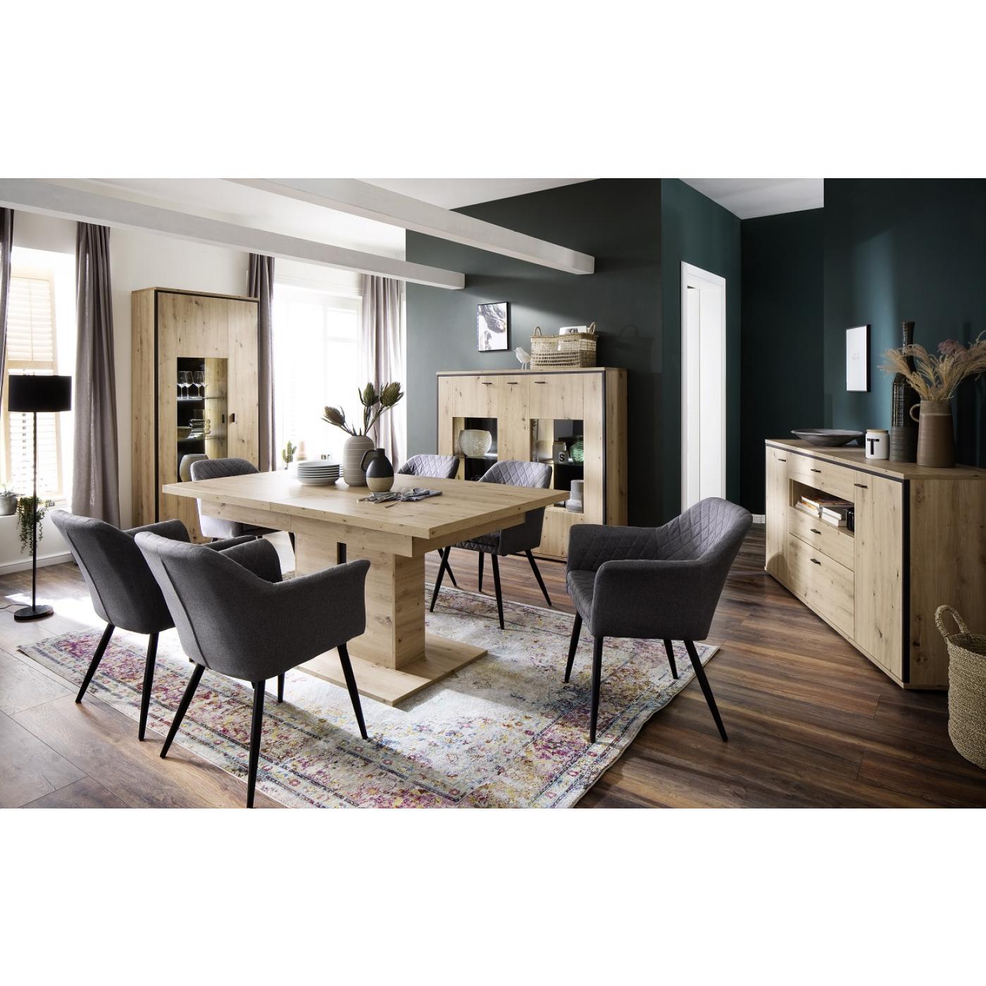 Highboard Buenos Aires | Balkeneiche | LED Beleuchtung