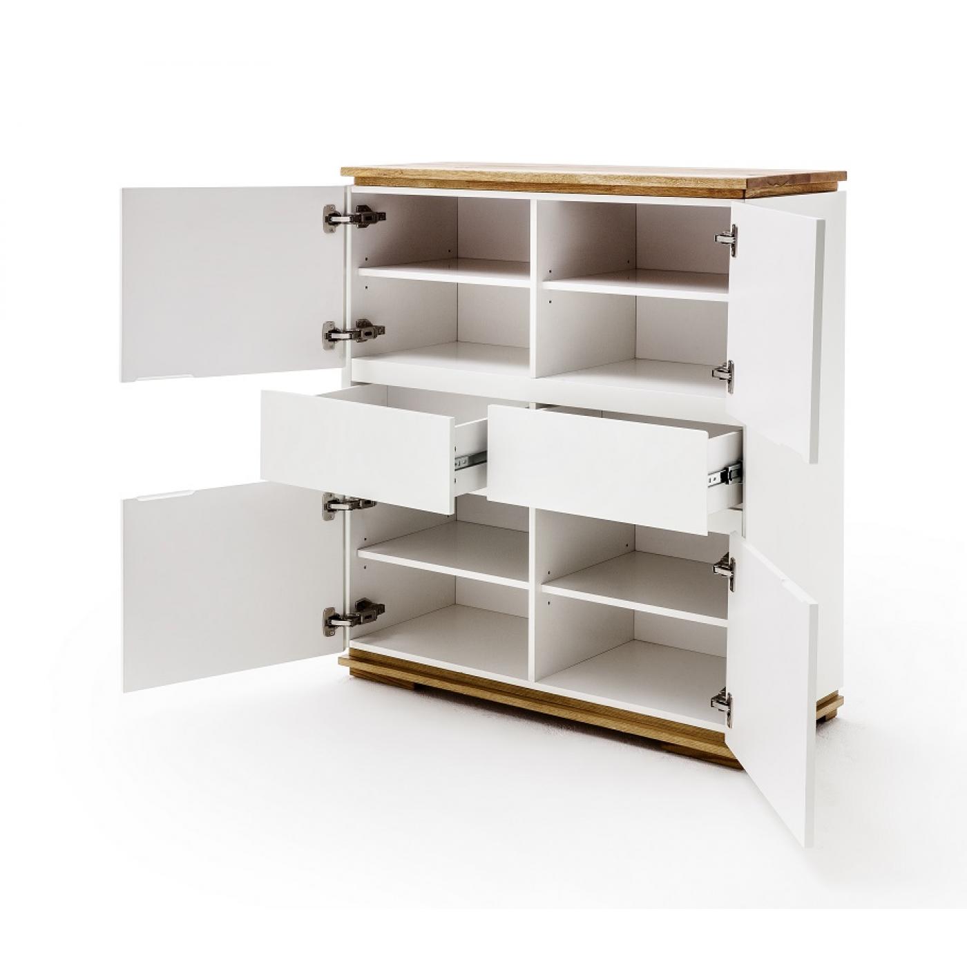 Highboard Chiaro | weiß matt / Asteiche massiv