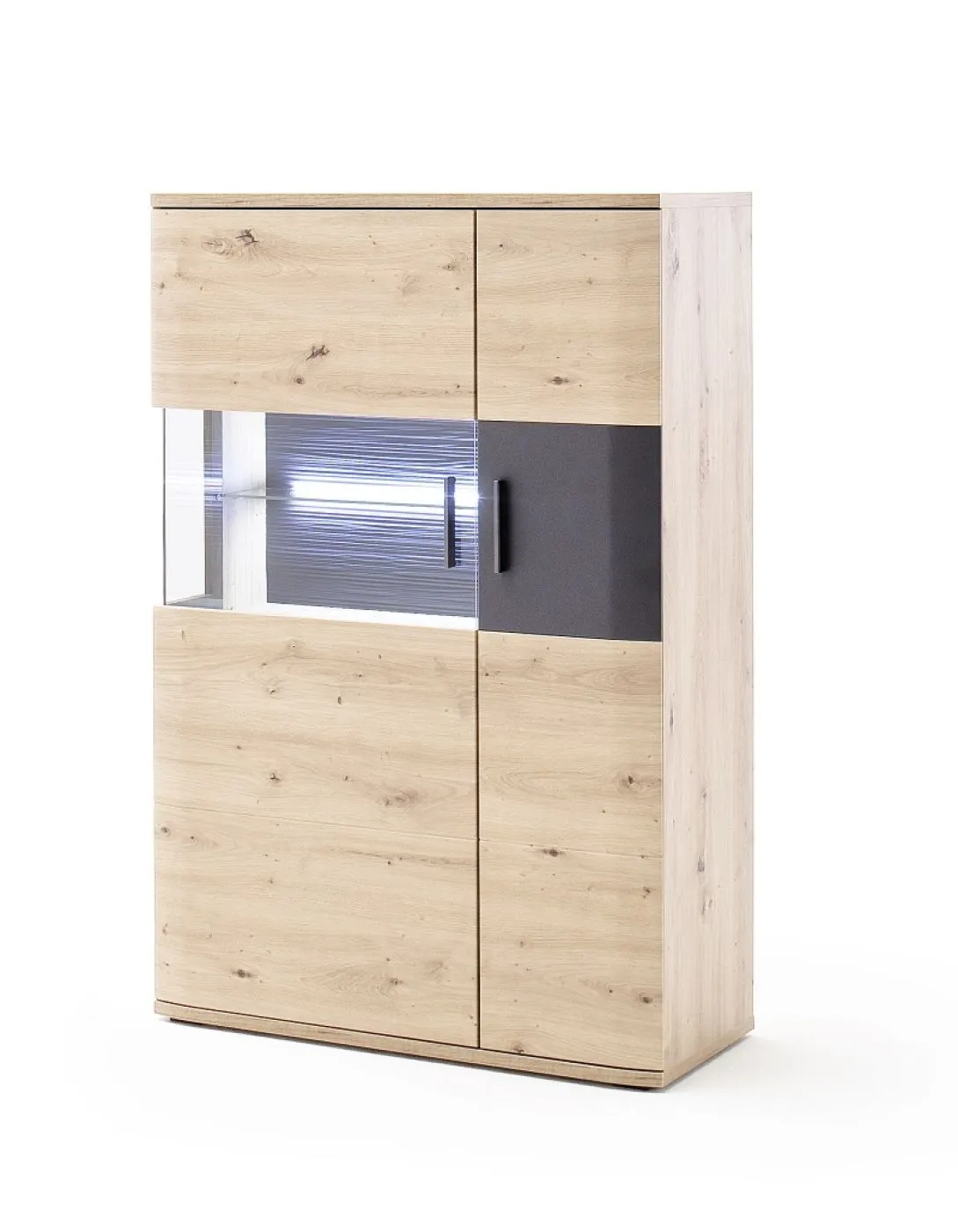 Highboard Cortona 2 | Balkeneiche / anthrazit | LED Beleuchtung