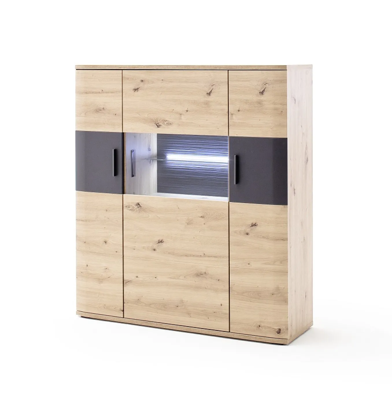 Highboard Cortona | Balkeneiche / anthrazit | ohne Beleuchtung