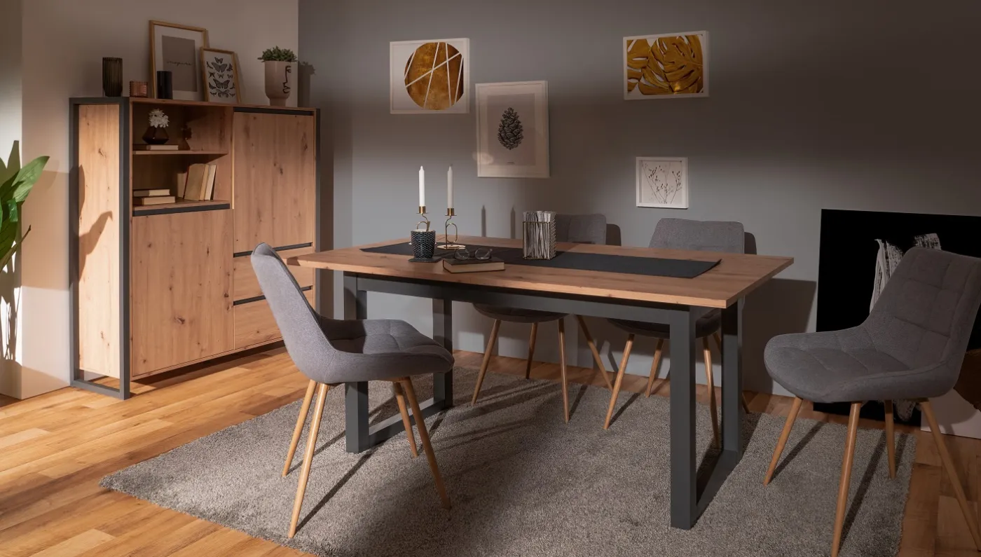 Highboard Denver | Artisan Oak / anthrazit | Industrial Look