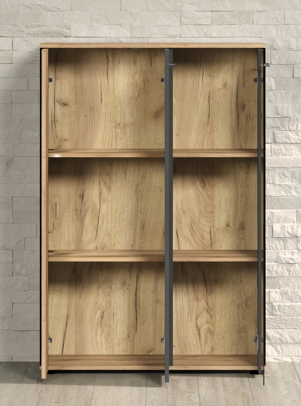 Highboard Esteban | Anthrazit / Coast Evoke Oak ohne Beleuchtung