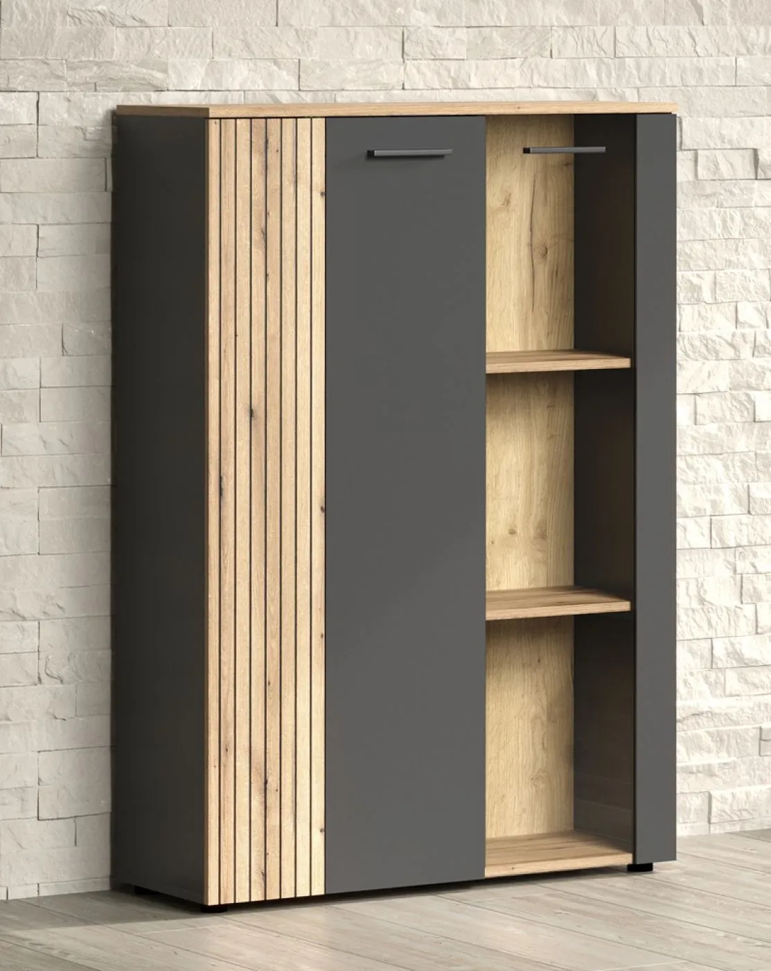 Highboard Esteban | Anthrazit / Coast Evoke Oak ohne Beleuchtung