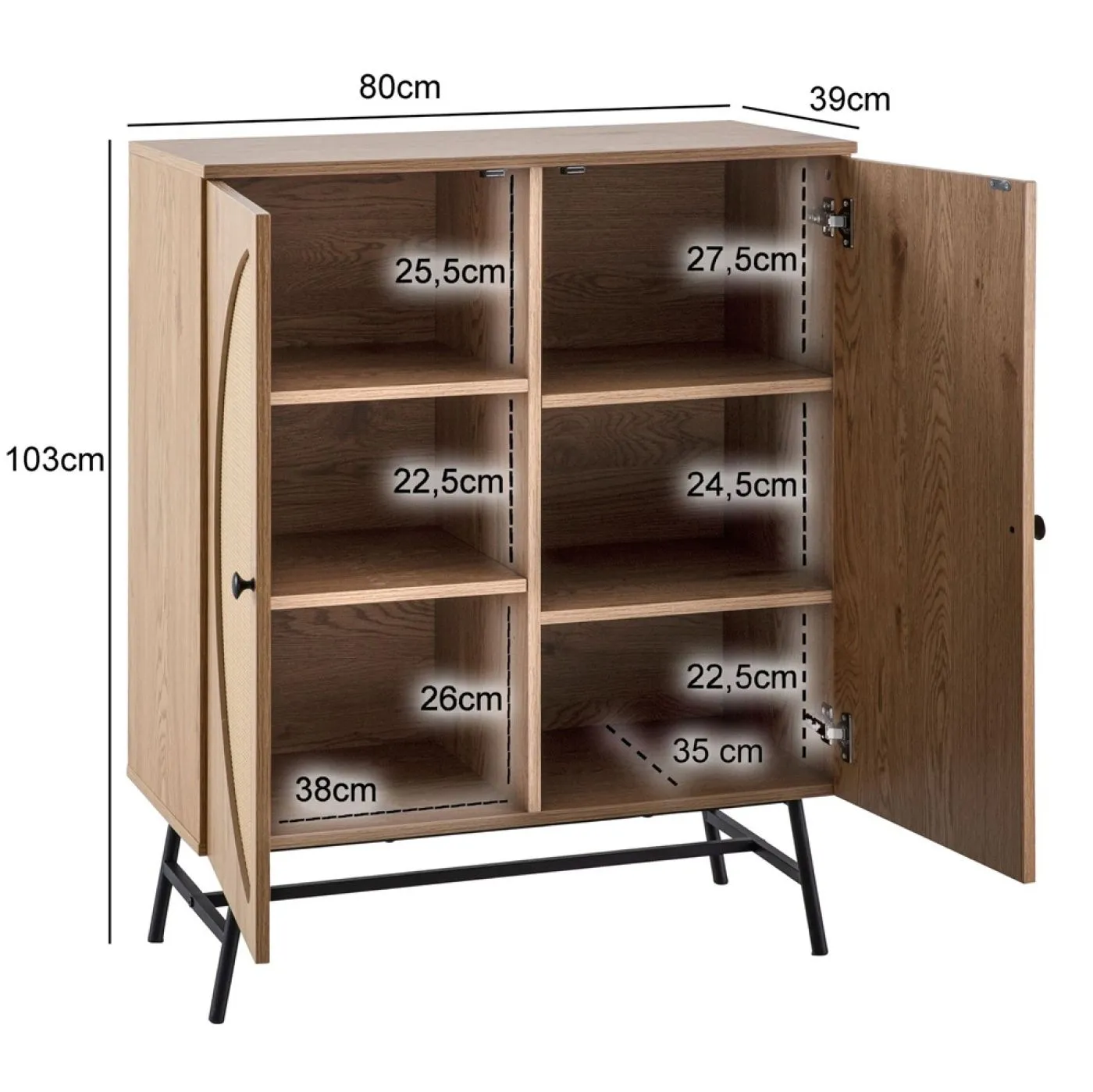 Highboard French | braun / schwarz