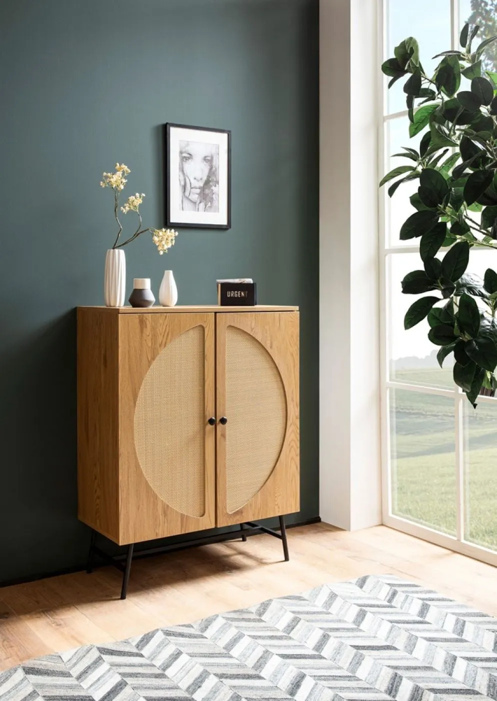 Highboard French | braun / schwarz