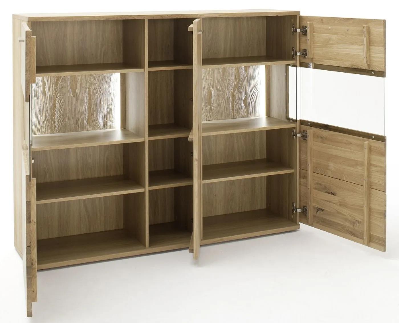 Highboard groß Santori | Eiche Bianco | LED Beleuchtung