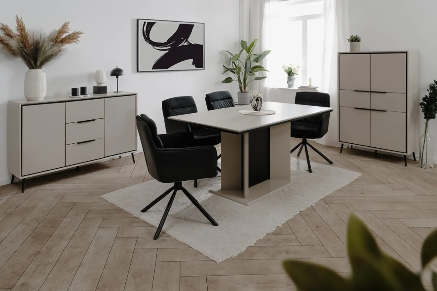 Highboard Kommode Arona | sand / schwarz