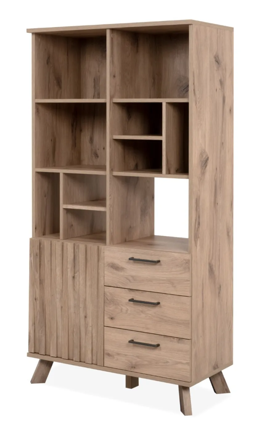 Highboard Kommode Wellington | 3D-Reliefoptik | Schwedeneiche