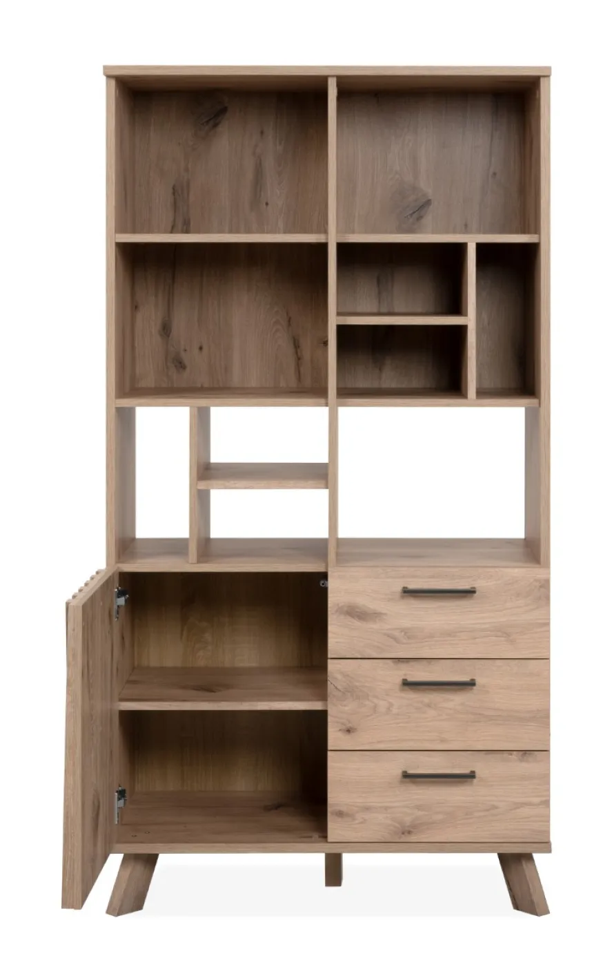 Highboard Kommode Wellington | 3D-Reliefoptik | Schwedeneiche
