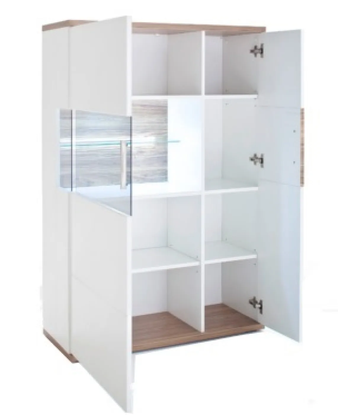 Highboard (L) Luzern | weiß Hochglanz / Sterling Oak | ohne Beleuchtung