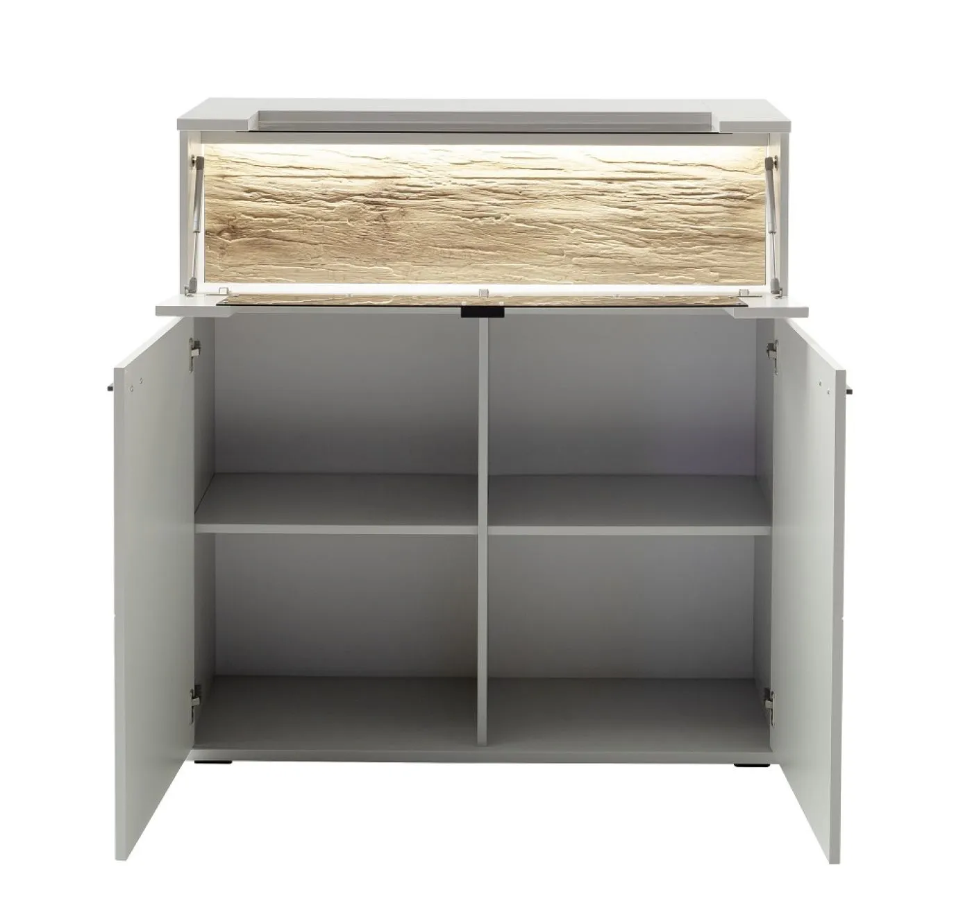 Highboard Lissabon | Modern White | mit Bandbeleuchtung