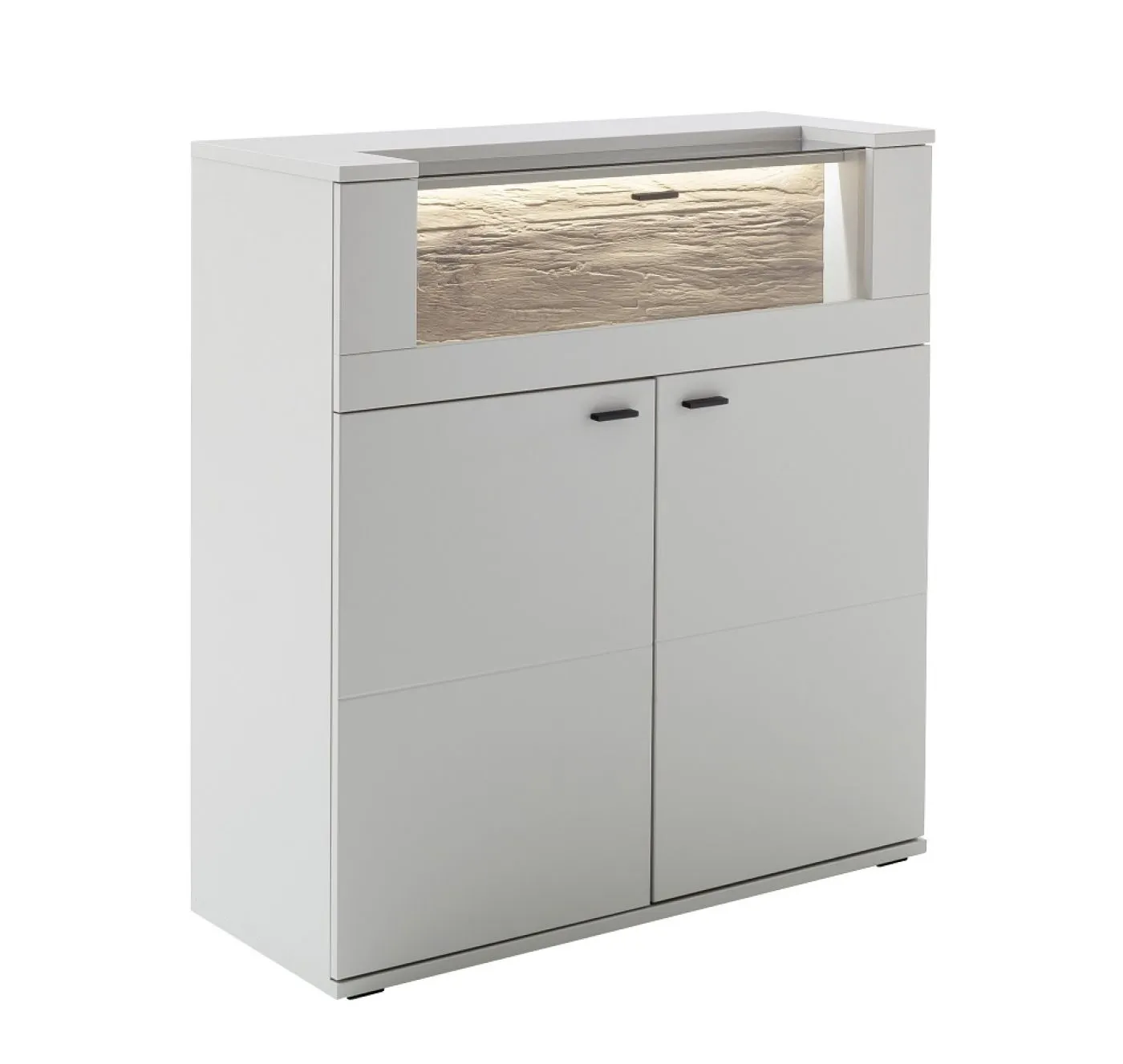 Highboard Lissabon | Modern White | optional LED Beleuchtung