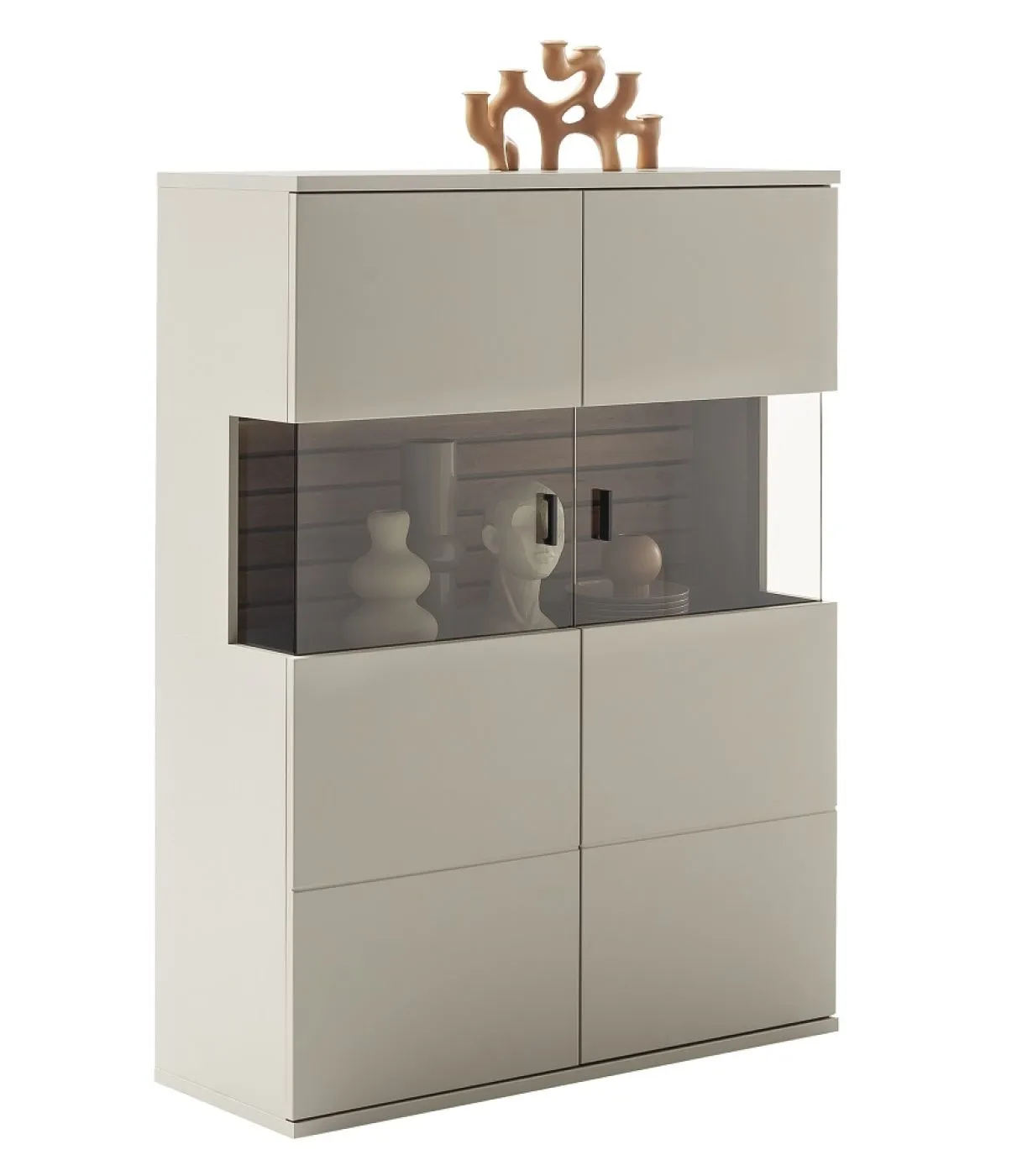 Highboard Lüttich 2 | Basalt / Wotan Eiche | optional LED Beleuchtung